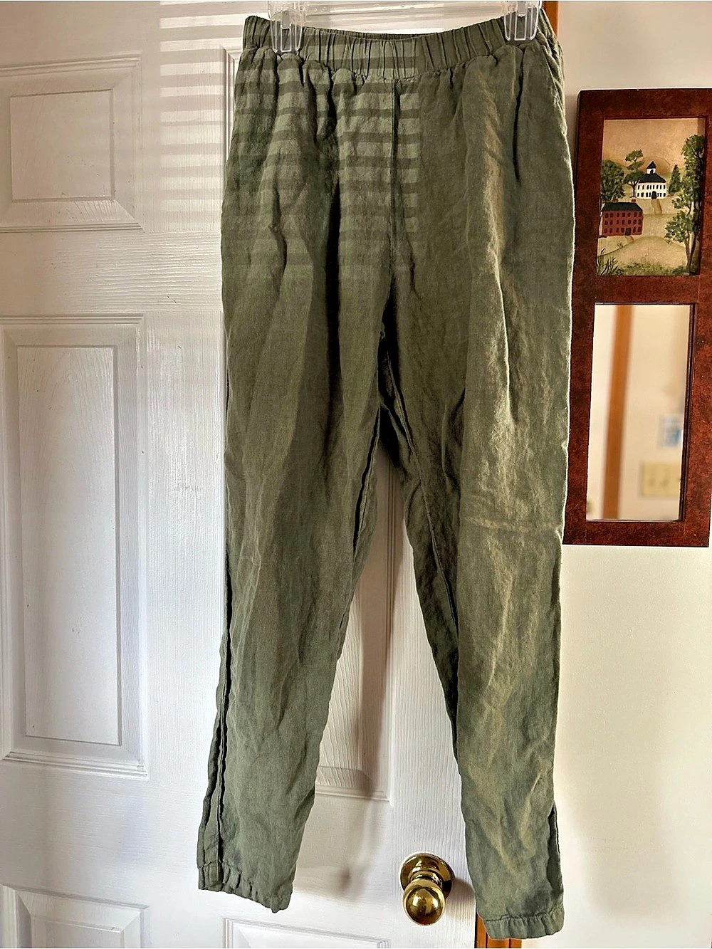 menique Linen Jogger Pants Green Large